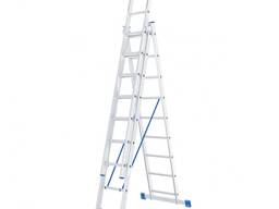 Алюминиевая трехсекционная лестница СИБРТЕХ 3х9 ступеней