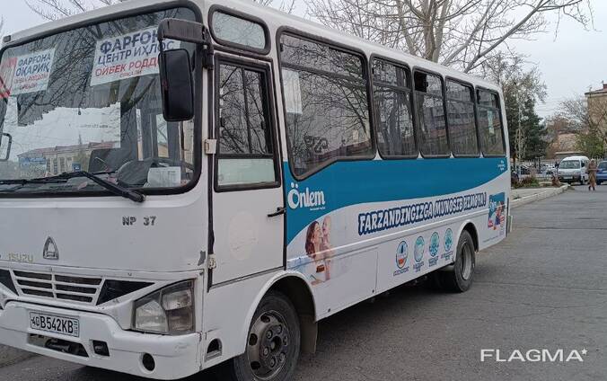 Avtobuslarda reklama Fargona/ Реклама на автобусах Фергане.