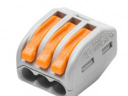 Клемма монтажная самозажимная типа Wago 3 RZ WG-3, 3 контакта