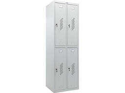 Металлический шкаф для одежды, 4 секции, полка, крючки