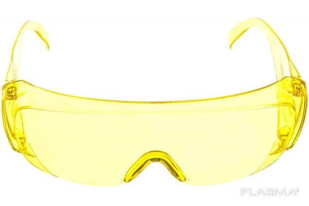 Очки защитные открытого типа, желтые, ударопрочный поликарбонат