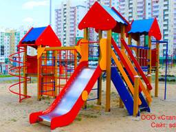 Спортивно-игровой комплекс 28 3 платформ, 2 мостика, 2 горки, 2 шеста змейка, мостик дуга