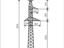 Стальная опора линий электропередач (ЛЭП) ПС220-5т. На заказ любые типы.