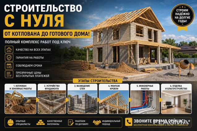 Строительство с нуля под ключ