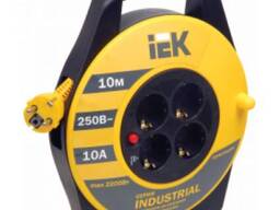 Удлинители на катушке IEK УК10 с т/з 4 места 2P/10м 2х0,75 мм2