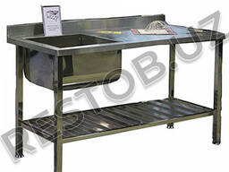 Ванна моечная кухонная 1 секц. с рабочей поверхностью сварн. нерж.