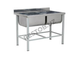 Ванна моечная кухонная 2 секц. цельнотянутая нерж .