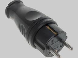 Вилка прямая каучук черная 16A IP44 Navigator