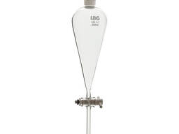 Ajratuvchi voronka, PTFE klapanli konussimon va plastik tiqin, 250 ml (to'plamda 2 dona)